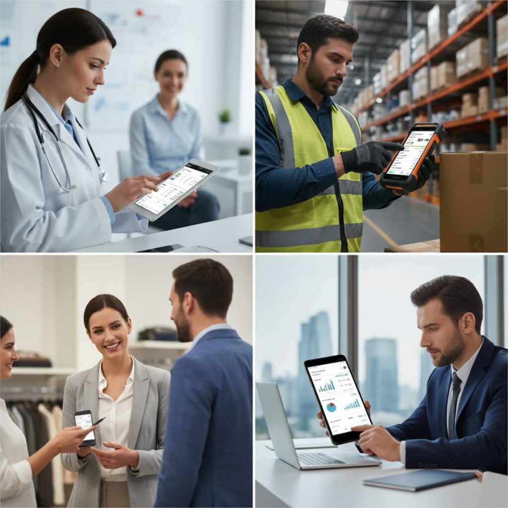 Different Australian industries using Android mobile apps — healthcare, logistics, retail, and finance