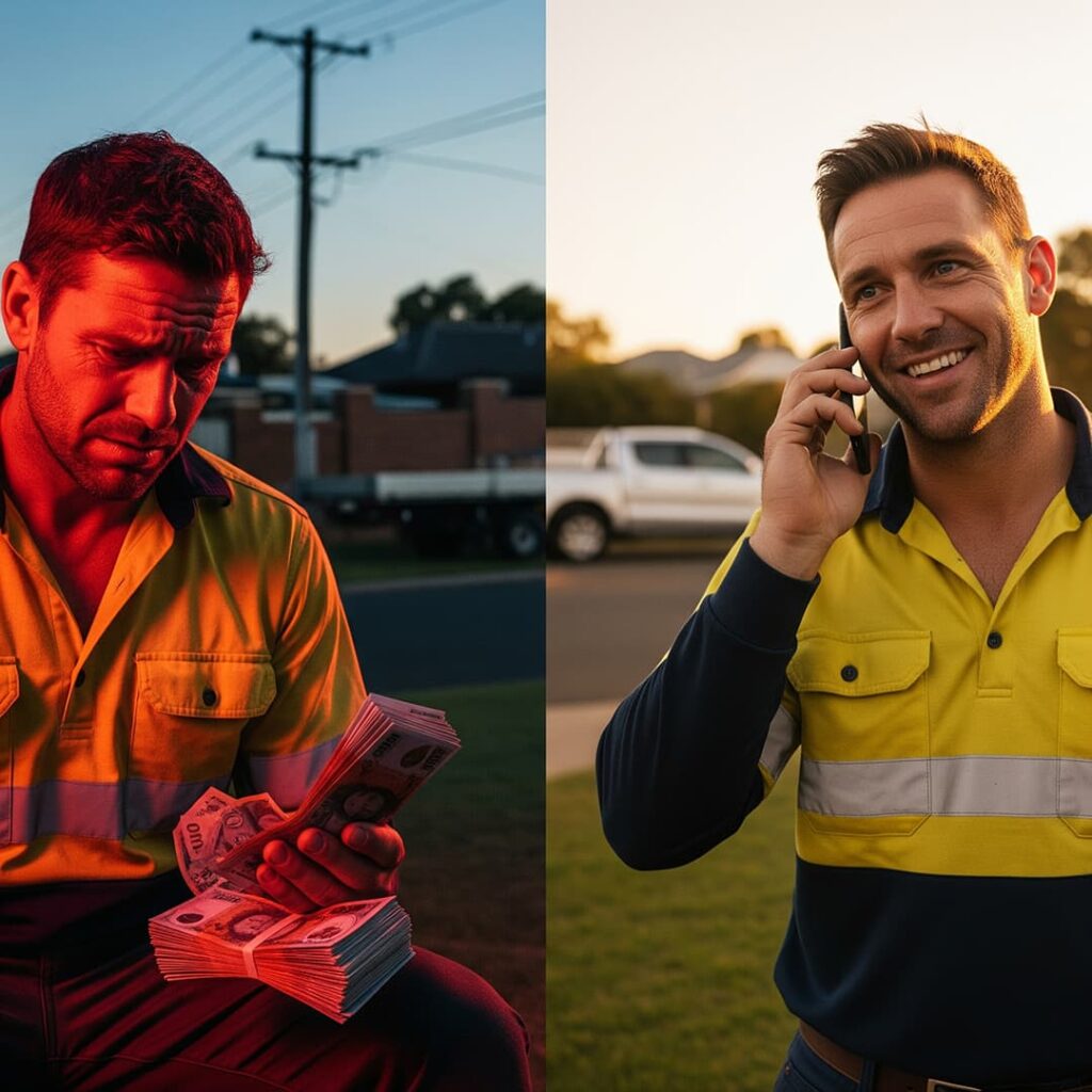 Comparison of expensive ads vs affordable SEO for tradie advertising.